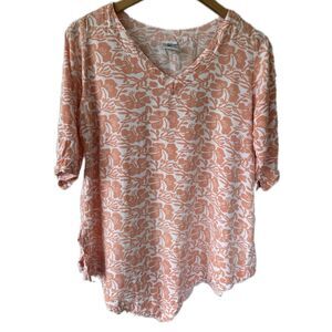 Love River Clothing Co. Hawaiian Inspired Floral Hibiscus Curved Hem Blouse M